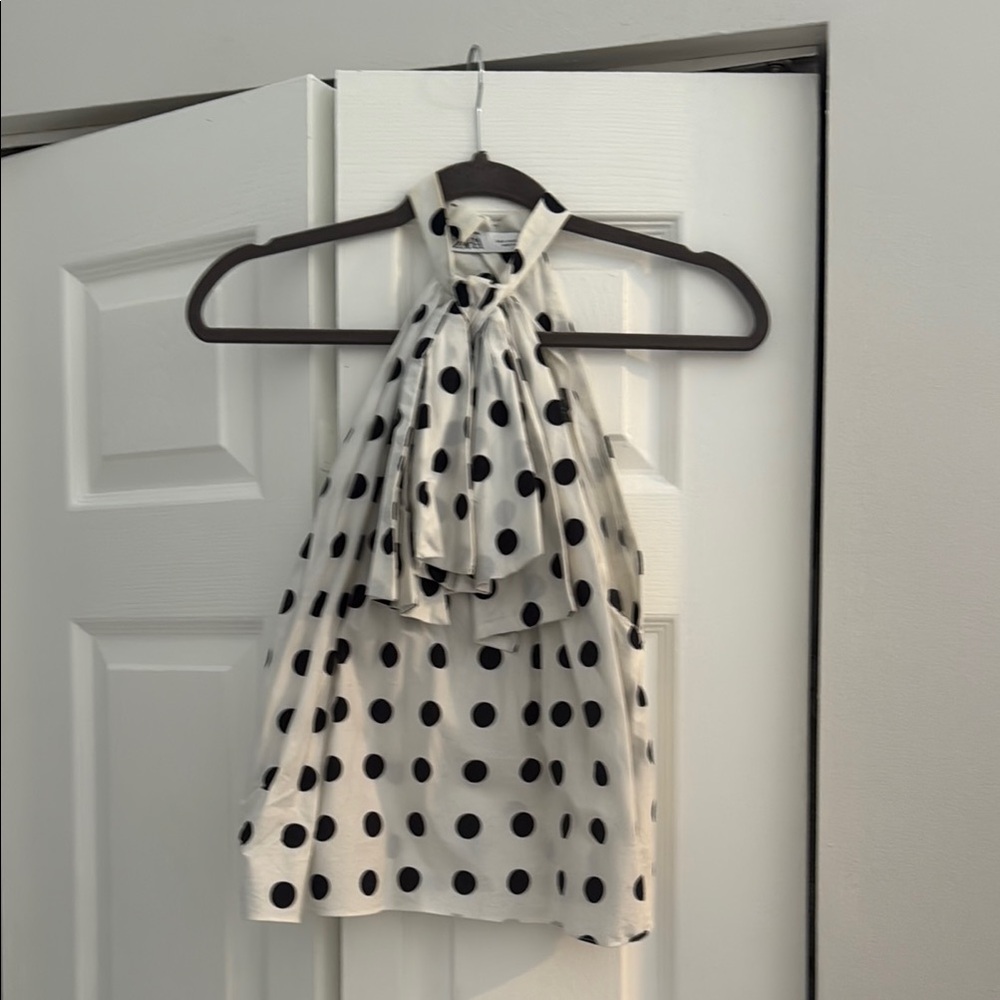 Zara Black and White Polka Dot Blouse